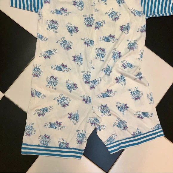 Vintage True Colors Sleepwear AOP All Over Pattern Cat Romper Pajamas size M - Picture 9 of 12